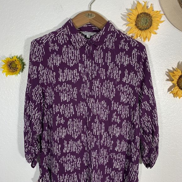 Prescott New York Purple Button Scrunchy Sleeve Blouse Plus Size 1X Women’s - Picture 2 of 11